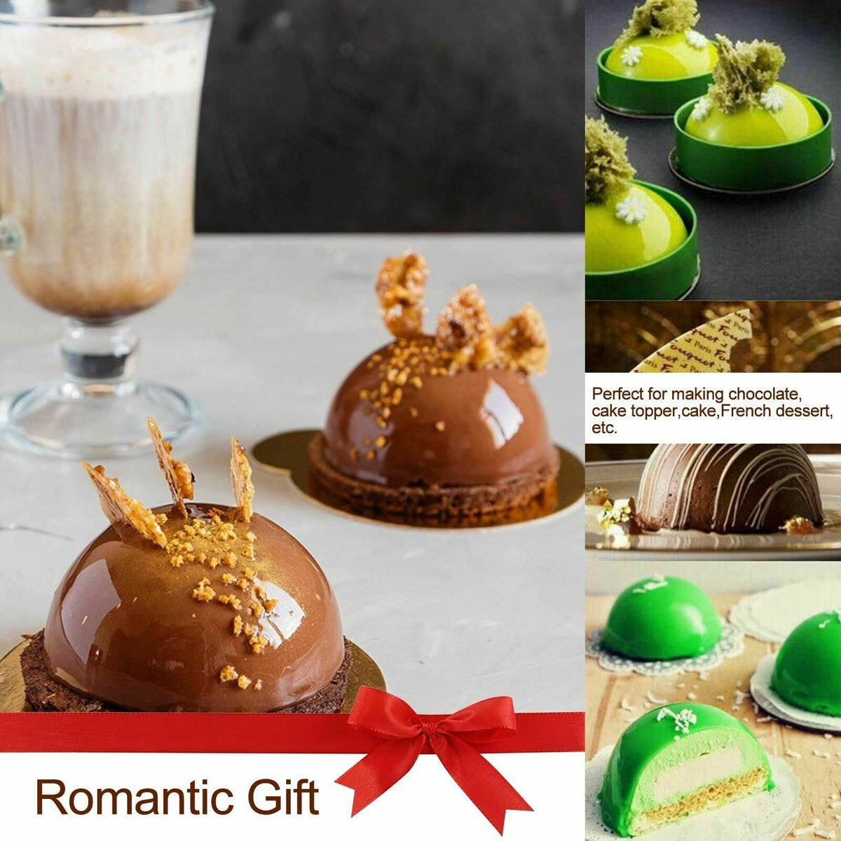 Semi Sphere Half Round Silicone Bakeware Mould Dome Chocolate Bombe Pan Baking