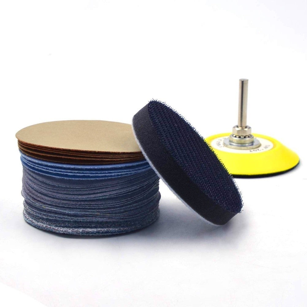 75mm Sanding Discs 100pcs 3inch Silicon Carbide Multi Grit Foam Support Pad