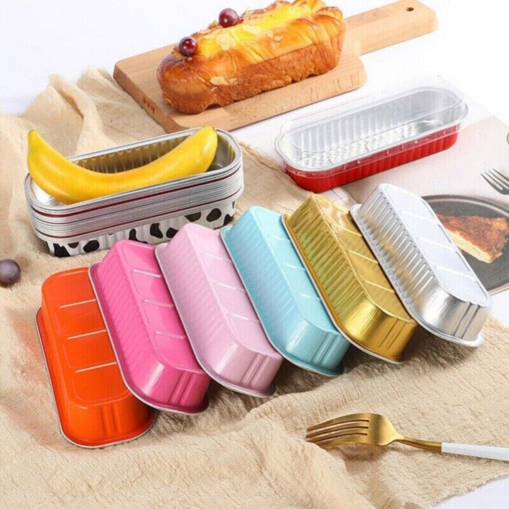 10pcs Aluminum Foil Baking Cake Box Cupcake Baking Pan Pudding Box With Lid sh