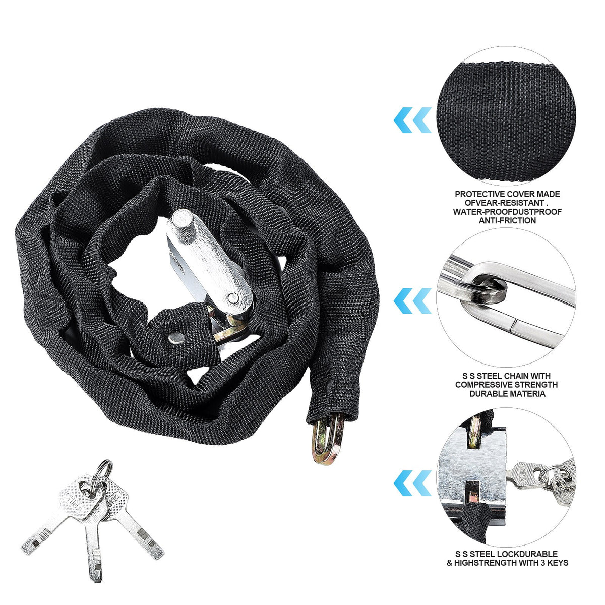 Bike Lock Chain Lock Heavy Duty 1.2m Bike Bicycle Security Padlock Motorcycle UK