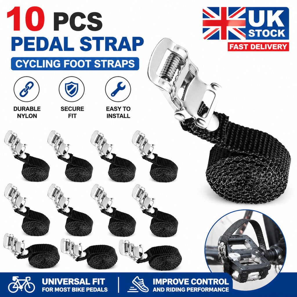 10PCS Universal Bicycle Bike Pedal Straps Cycling Foot Straps Nylon Replacement