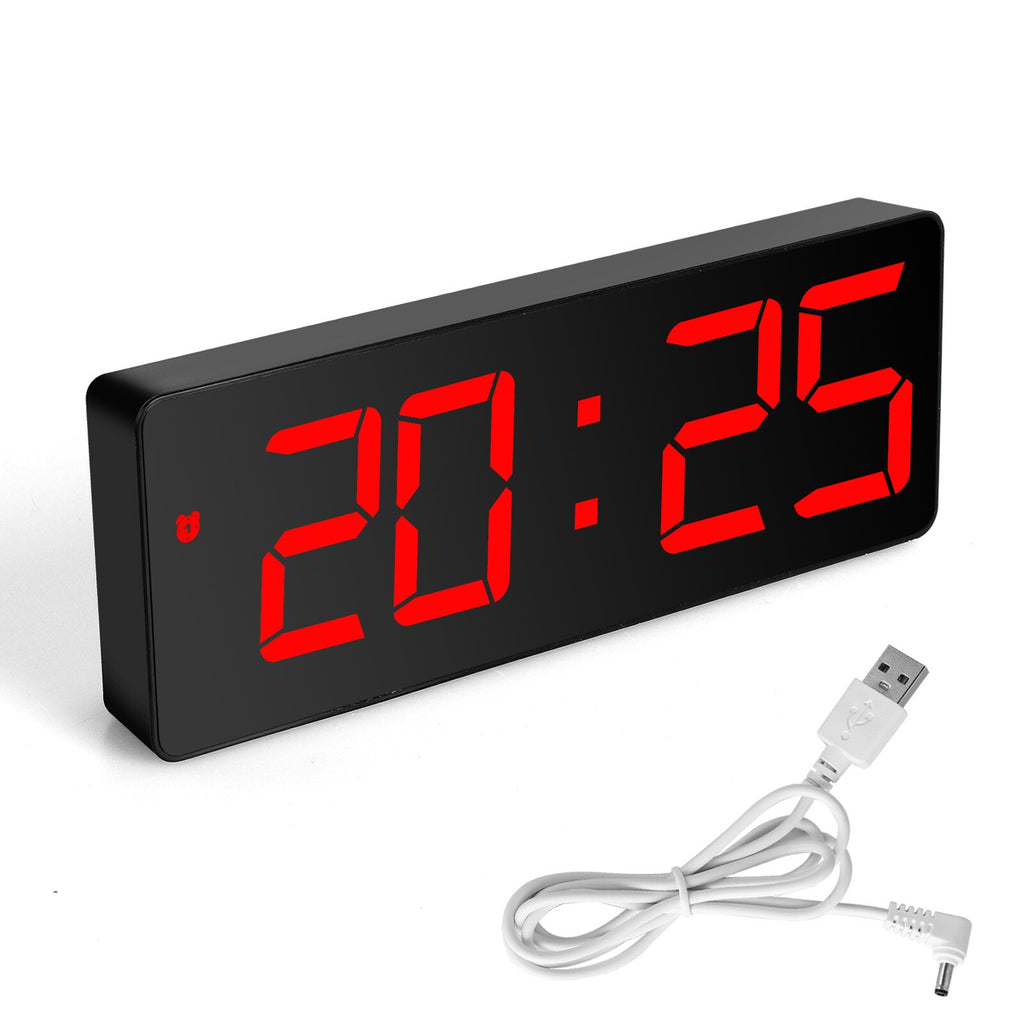 Alarm Clock Led Display Digital Mirror Voice Clock Battery/Plug-In Dual Purpose