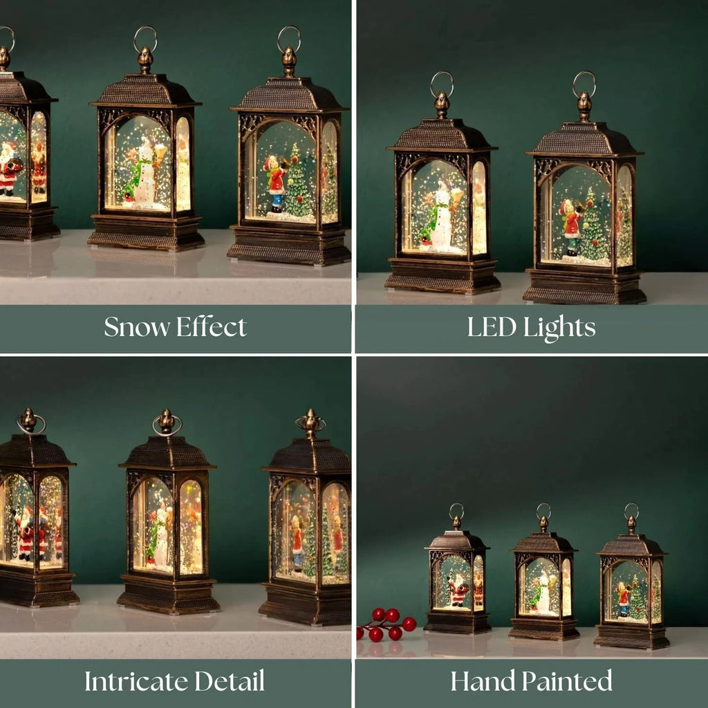 Christmas Santa Train Snow Globe Xmas Home Decor Snowman 25cm 4pc Set Reindeer
