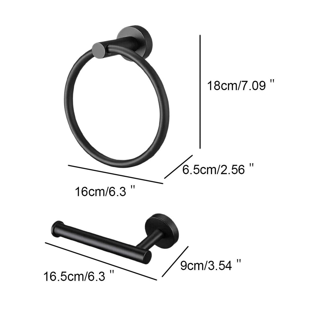 New Stainless Steel Toilet Roll Holder and Towel Ring Set Bathroom Wall Mounted