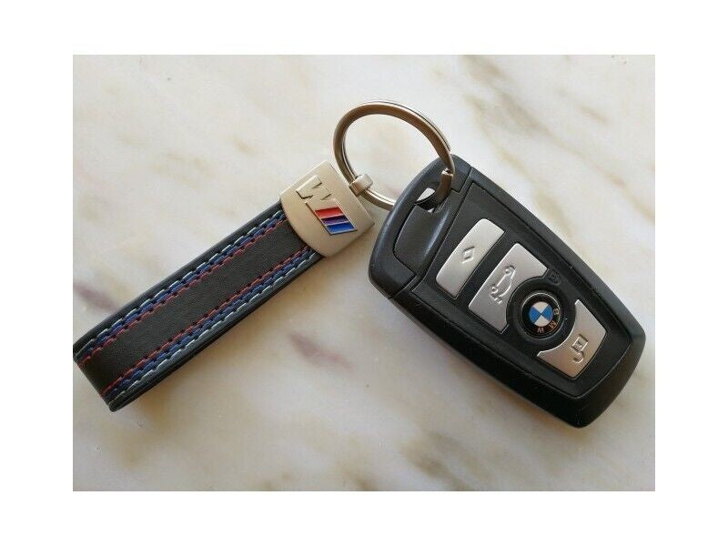 For BMW M Logo Metal + Leather Key Ring Keychain For M3 M4 M5 M135i 1M Sport