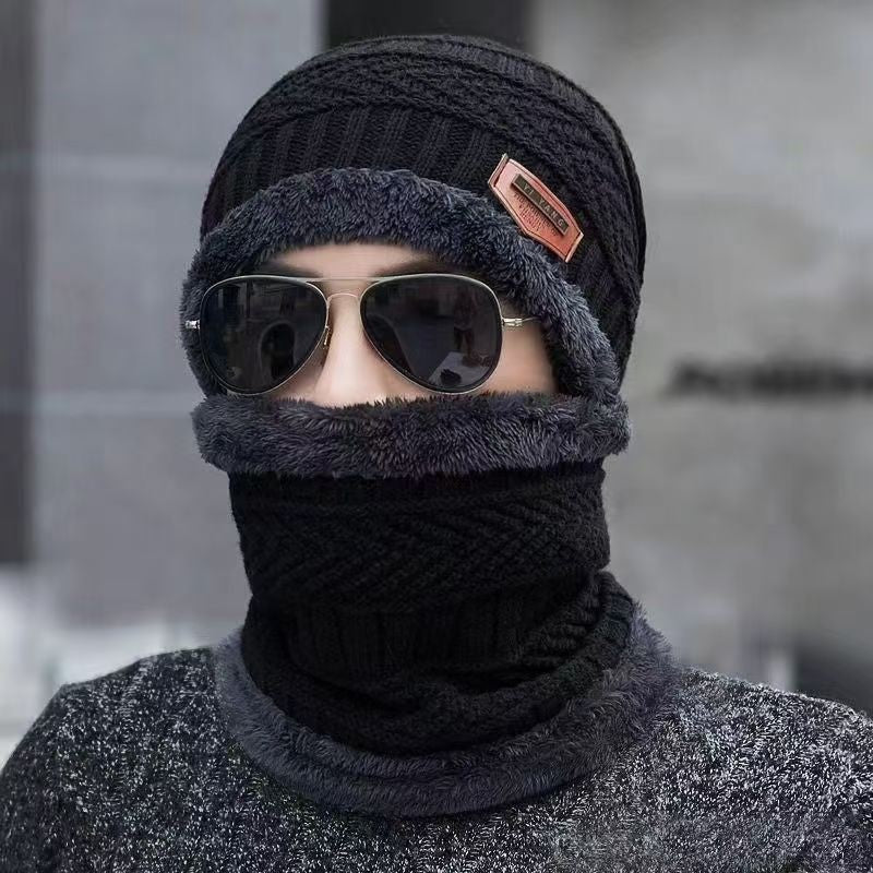 Men's Winter Beanie Hat and Scarf Set Warm Fleece Knitted Cap Unisex (2 PCS SET)