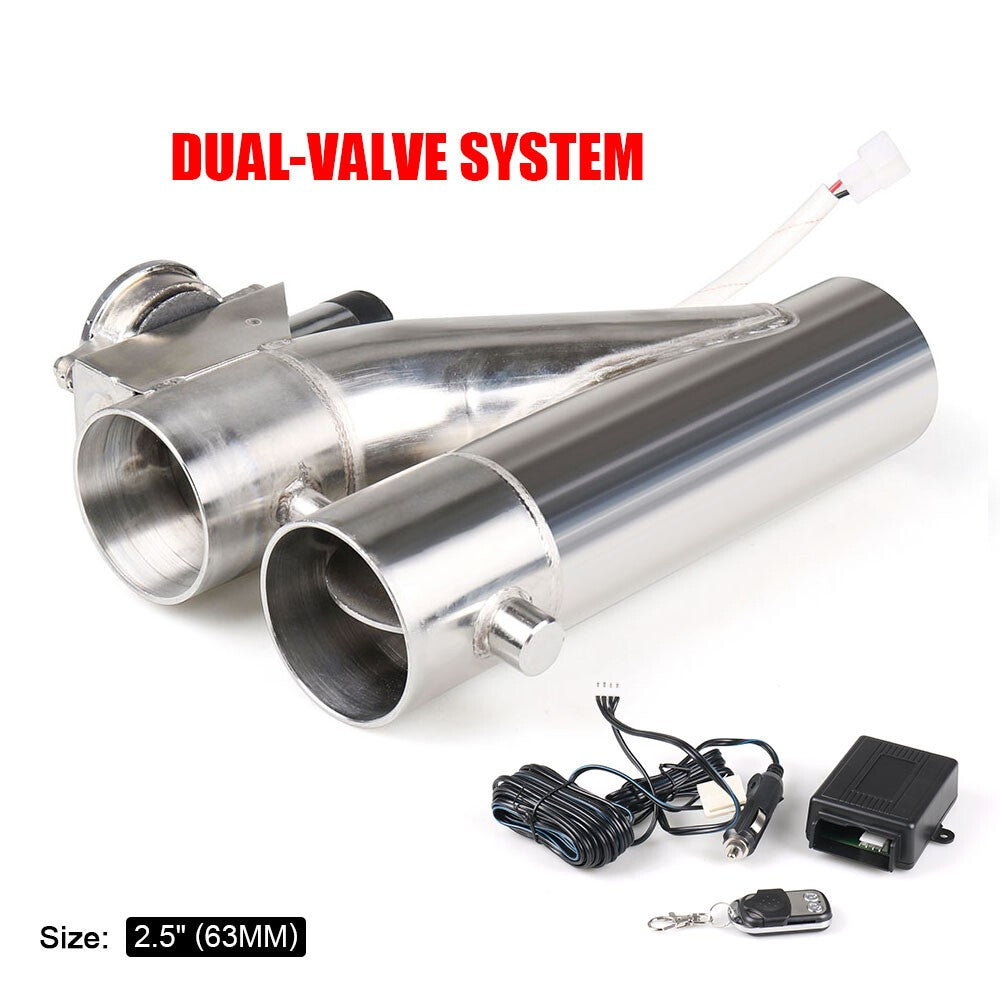 2.5 inch 63mm Control Pipe Dual Valve Electric Y Pipe wish Remote Kit
