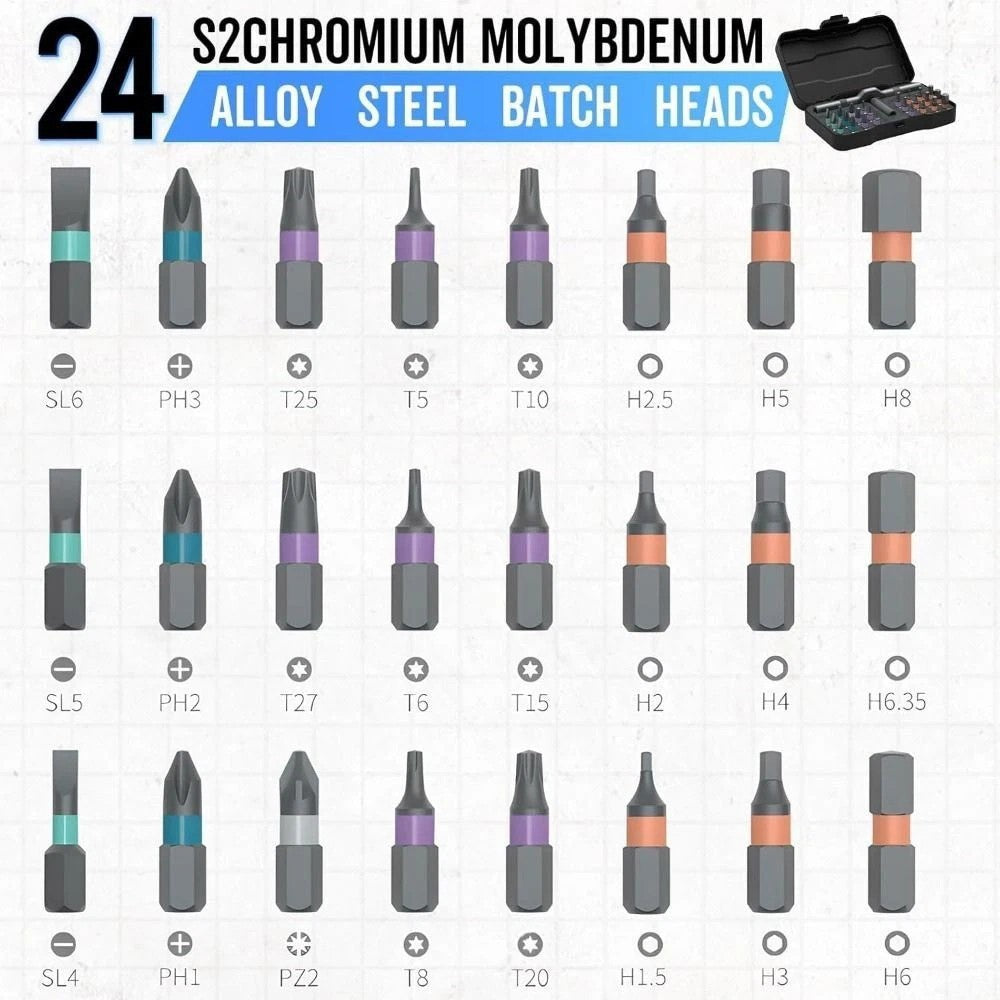 42/24 in 1 Magnetic Screwdriver Set Ratchet Screwdriver Kit for Home DIY Repairs