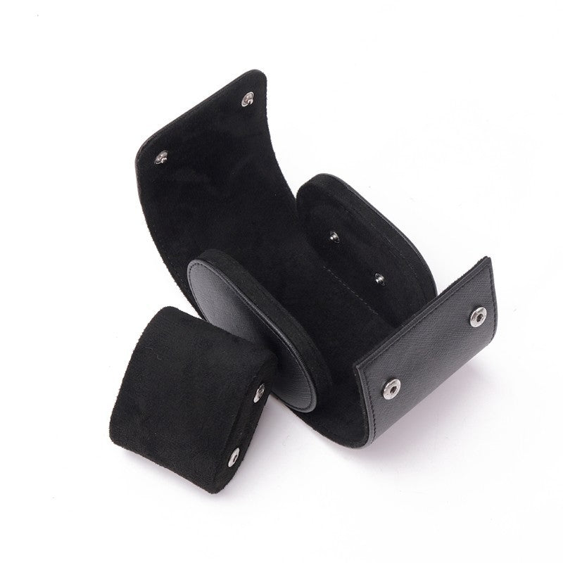 Black PU Leather Watch Storage Box Travel Single Watch for Men or Women