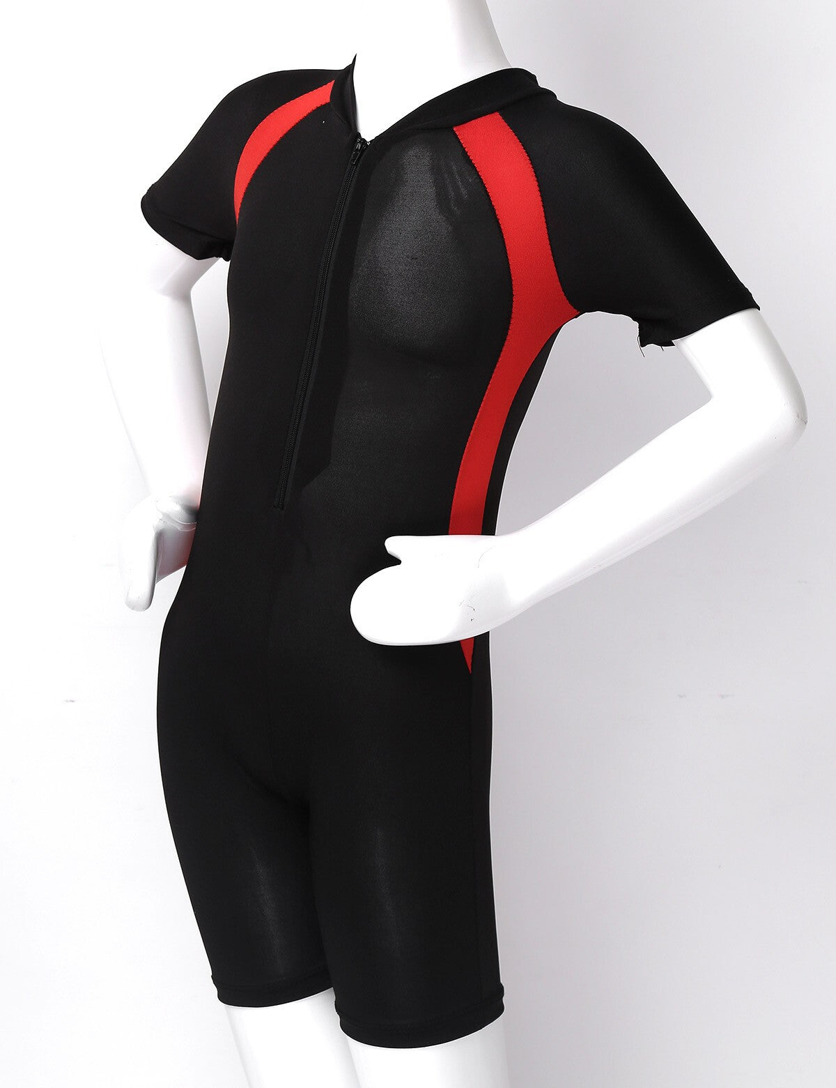 Boys&Girls Short Sleeves Zippered Swimming Costume Swimsuit Rash Guard