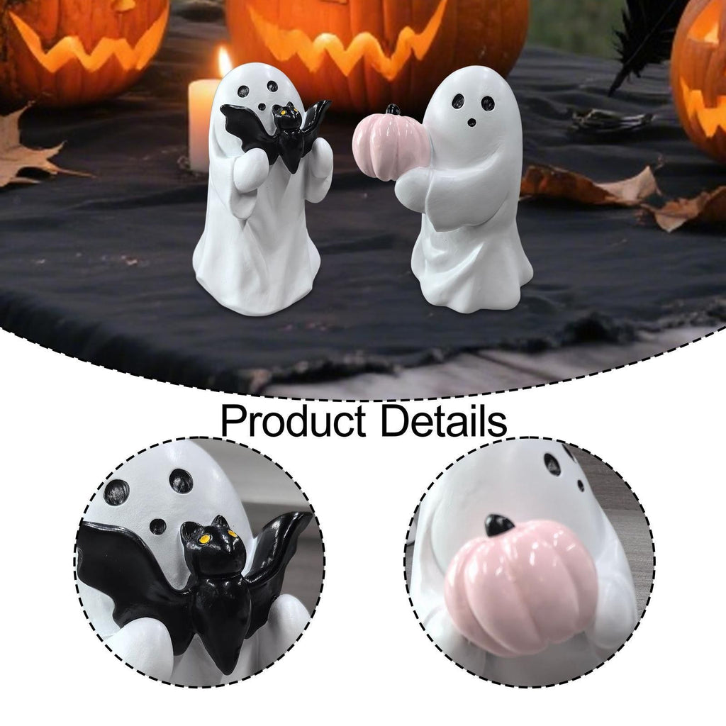 2x Ghost Statues Desktop Ornaments Halloween Decoration Art Crafts Creative