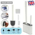 Silicone Toilet Brush & Toilet Brush Holder Soft TPR Cleaning Brush Full Set