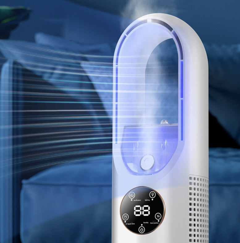Portable Air 6 Speed Silent Timer Air Conditioner Cooler Leafless Electric Fan