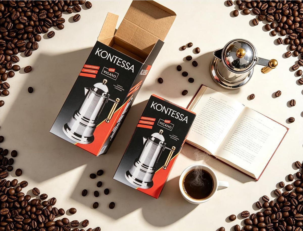 Stovetop Moka Pot - Steel 4Cup Induction Espresso Coffee Maker