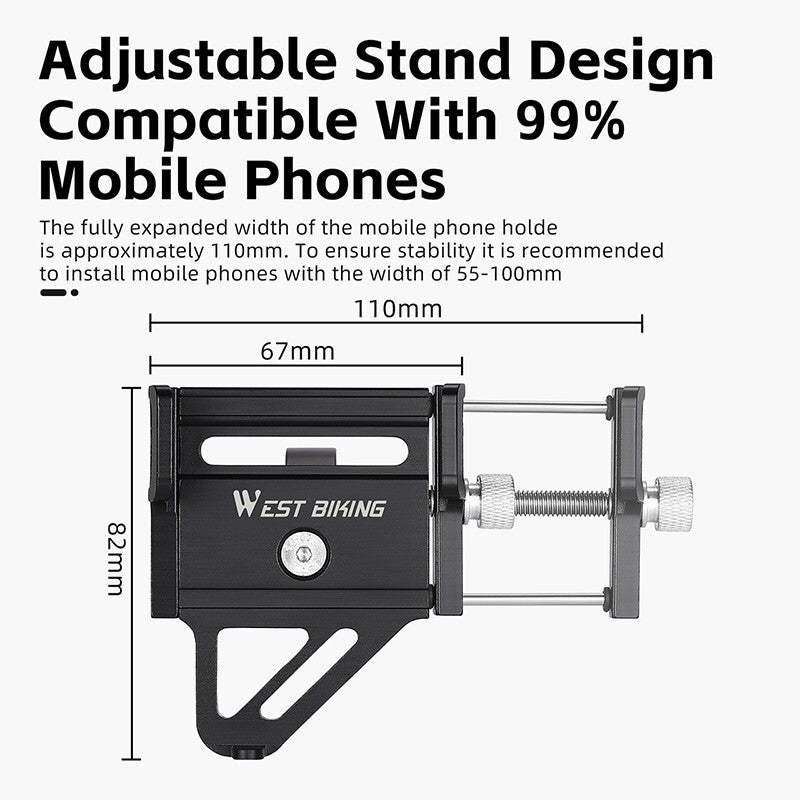 WEST BIKING Aluminum Alloy Bike Bicycle Handlebar Mobile Phone Holder Rack Mount