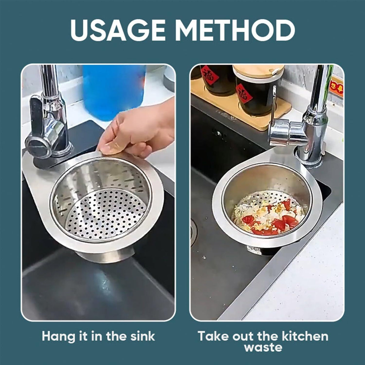 Stainless Steel Drain Basket for Kitchen Sink, Swan Sink Strainer Basket