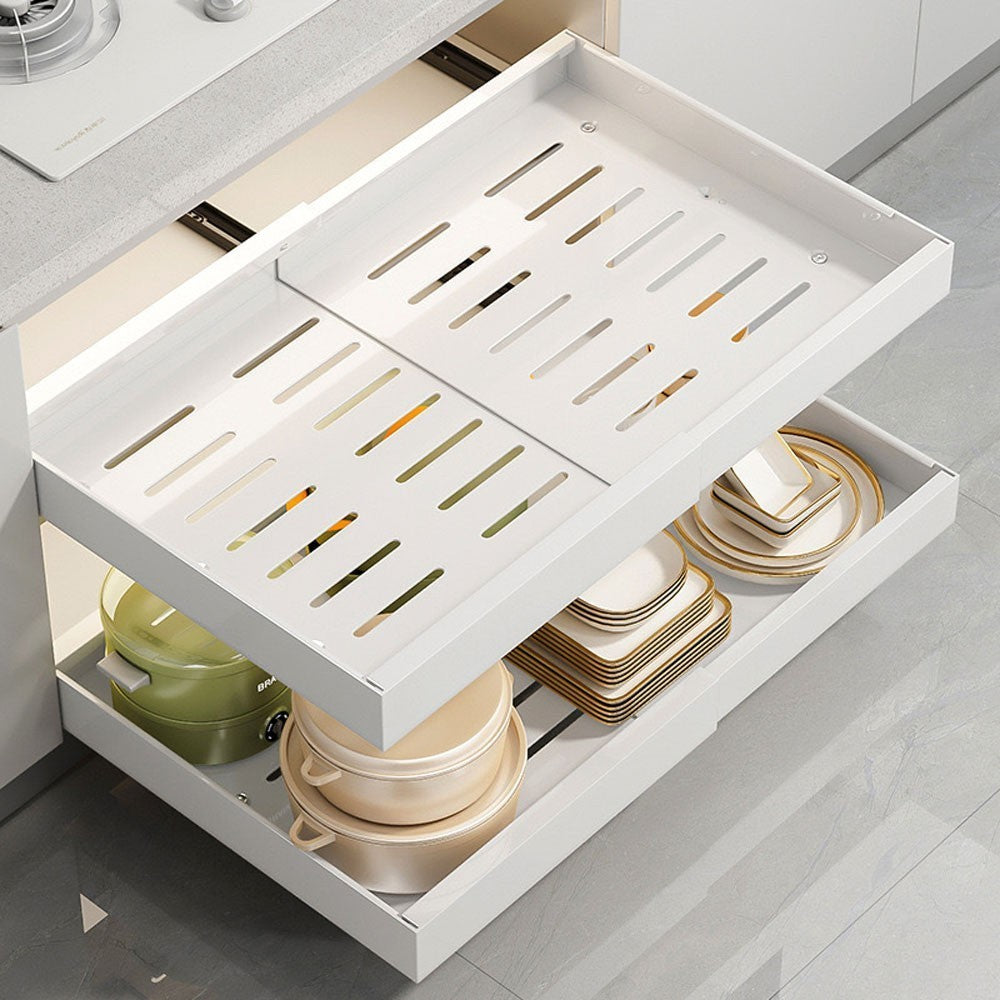 Extendable Pull Out Cabinet Organizer Slide Out Drawer Storage Shelves Kitchen