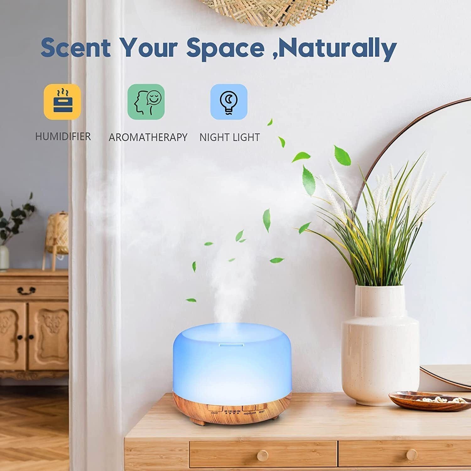 LED Essential Oil Diffuser Aroma Humidifier Ultrasonic Aromatherapy Air Purifier