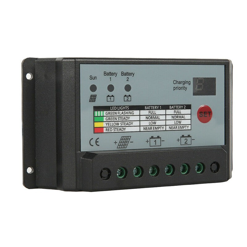 20A Dual Battery Solar Charge Controller Regulator For 12V or 24V Batteries Boat