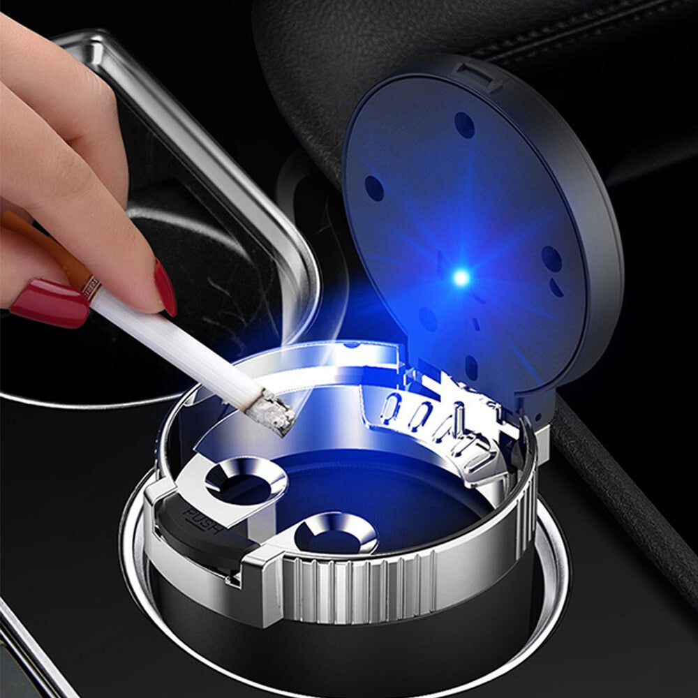Car Ashtray LED Ash Tray With Lid Travel Cigarette Holder Interior Accessories