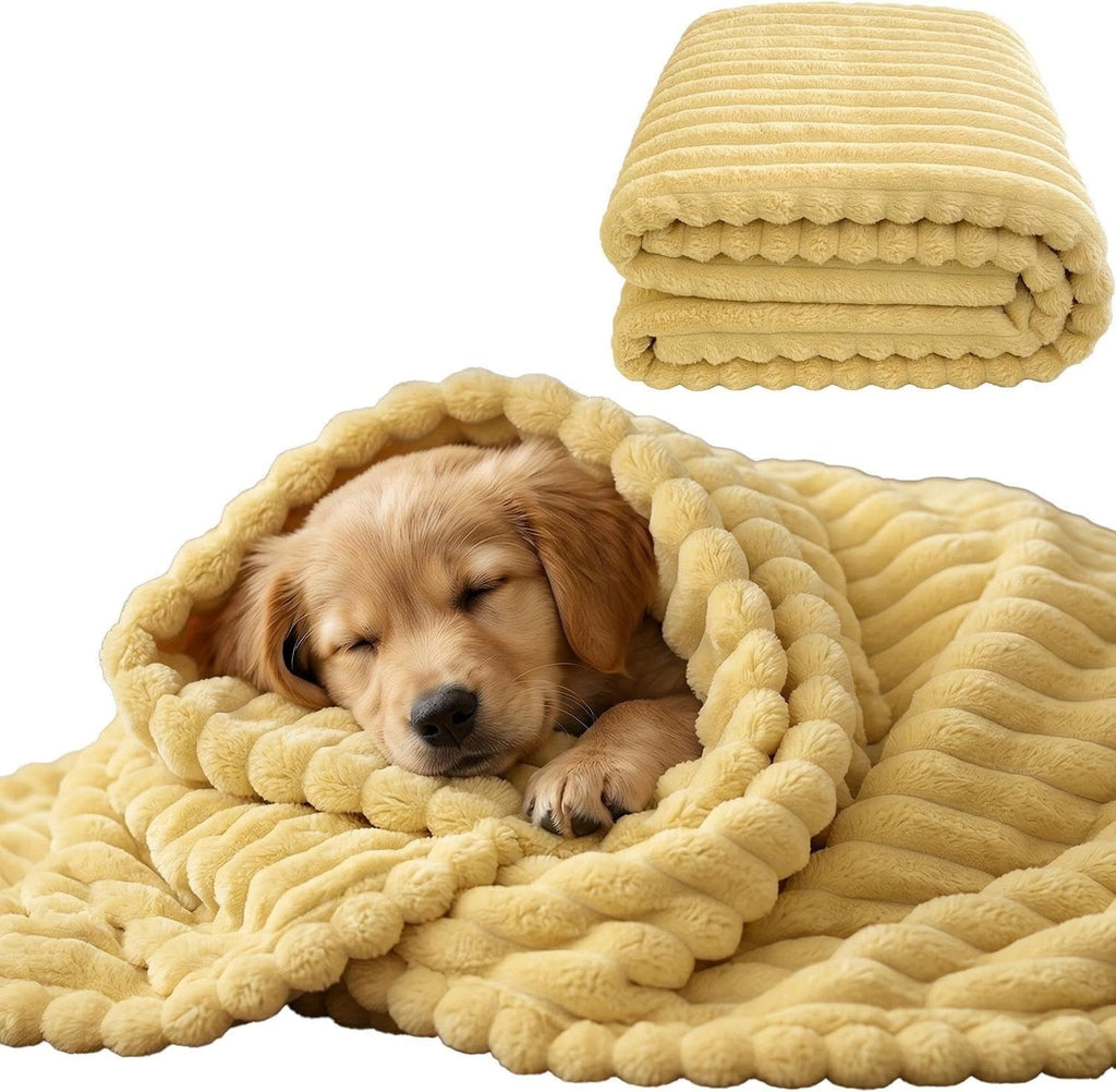 Emotional Support Blanket Yellow, Security Calming Dog Blanket, Faux Rabbit Fur