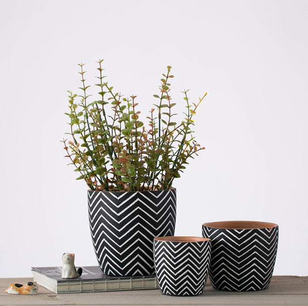 Geometric Patterns Outdoor Plant Pots Stylish Planters with Drainage Holea