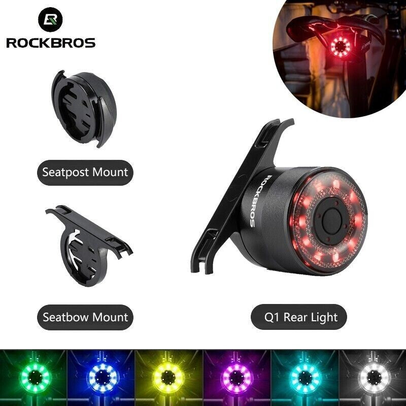 RockBros Bike Rear Light Cycling USB Rechargeable Waterproof Safety  colourful