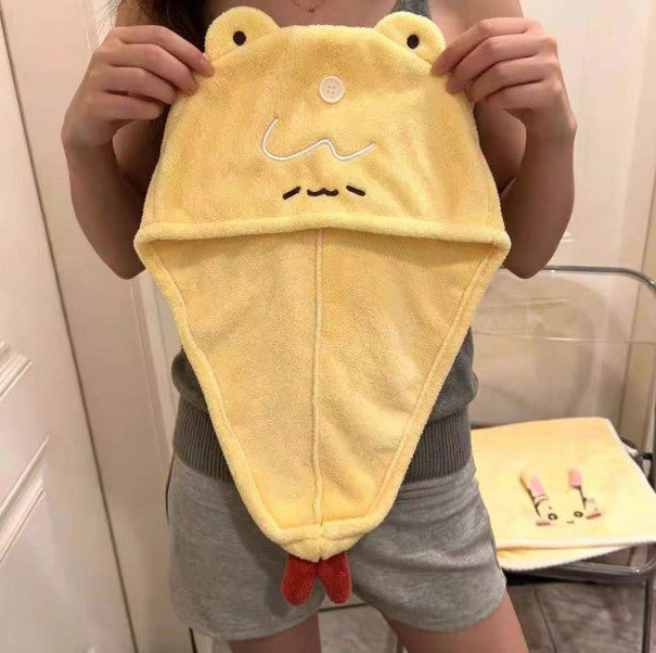 2*Cute Tempura Shrimp Cat Hair Drying Cap Super Absorbent Quick Dry Shower Towel