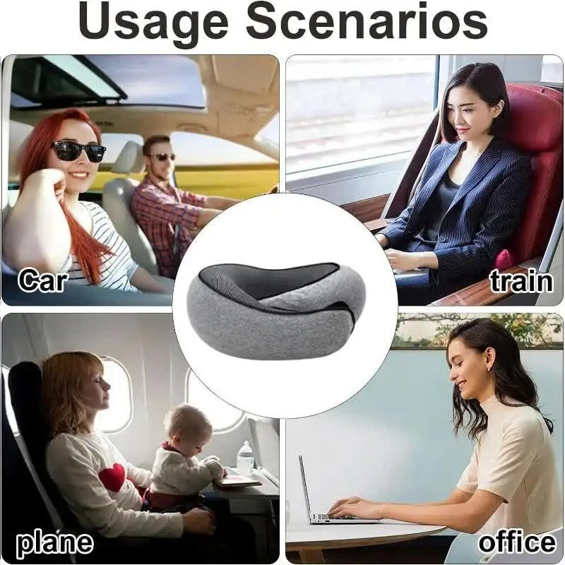 Travel Neck Pillow Memory Foam U-Shape Snail Support | Portable Adjustable Soft