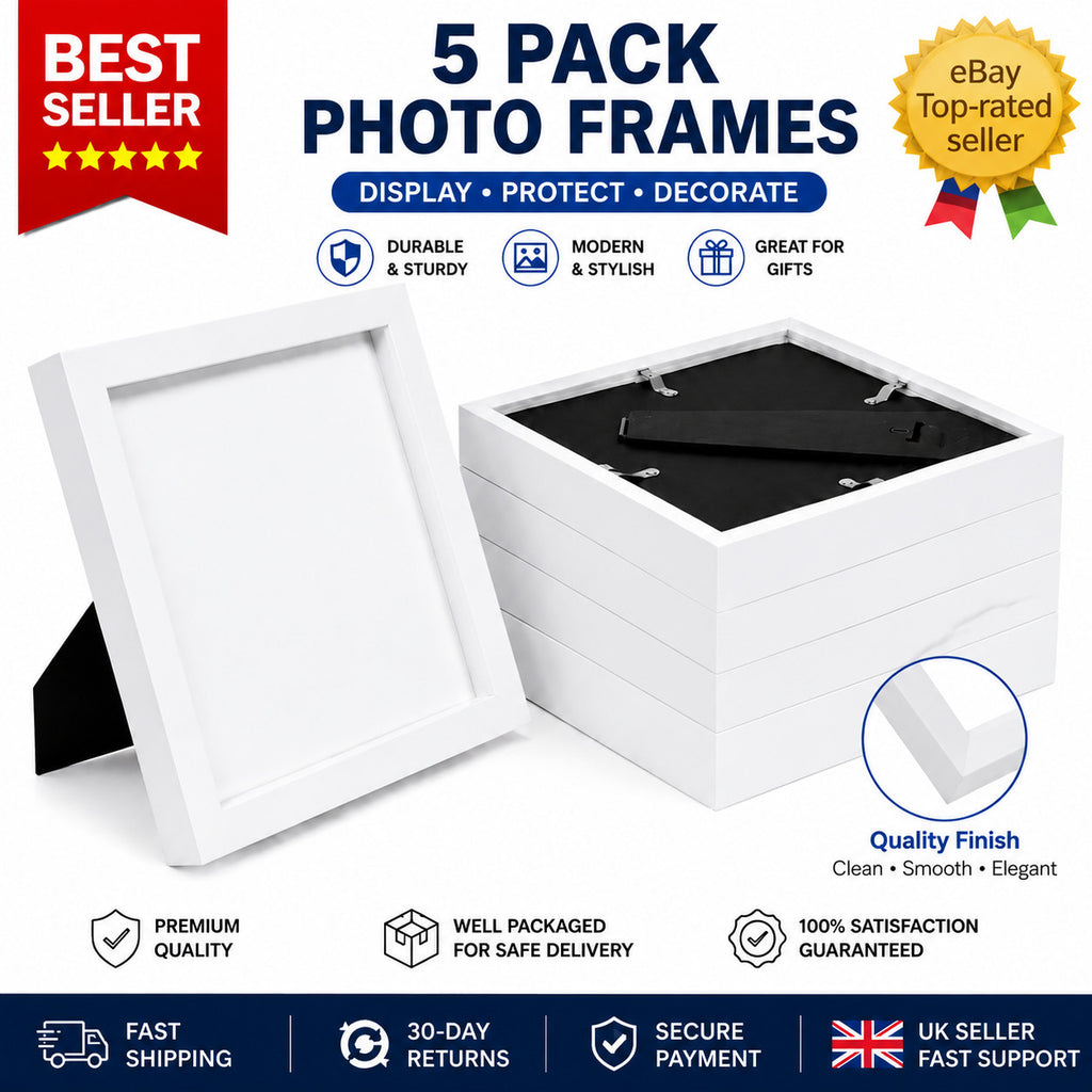 Nicola Spring 3D Box Photo Frames - 8 x 8" - White - Pack of 5
