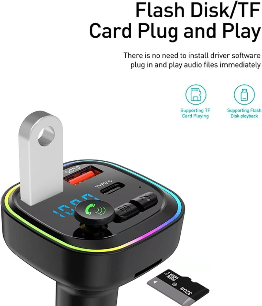 Car Charger Bluetooth 5.0 Wireless FM Transmitter MP3 Player USB PD Fast Adapter