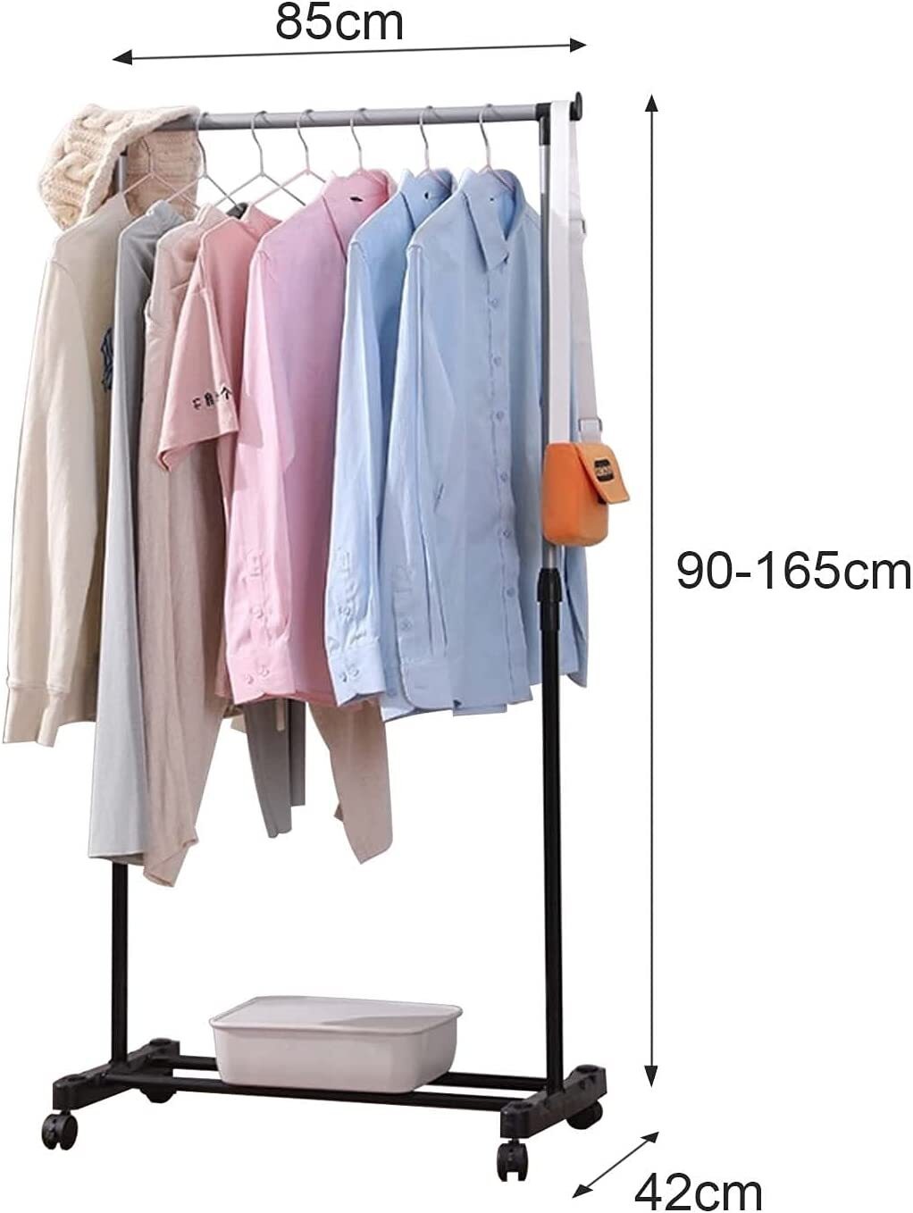 ADJUSTABLE MOBILE CLOTHES COAT GARMENT HANGING RAIL RACK STORAGE STAND ON WHEELS