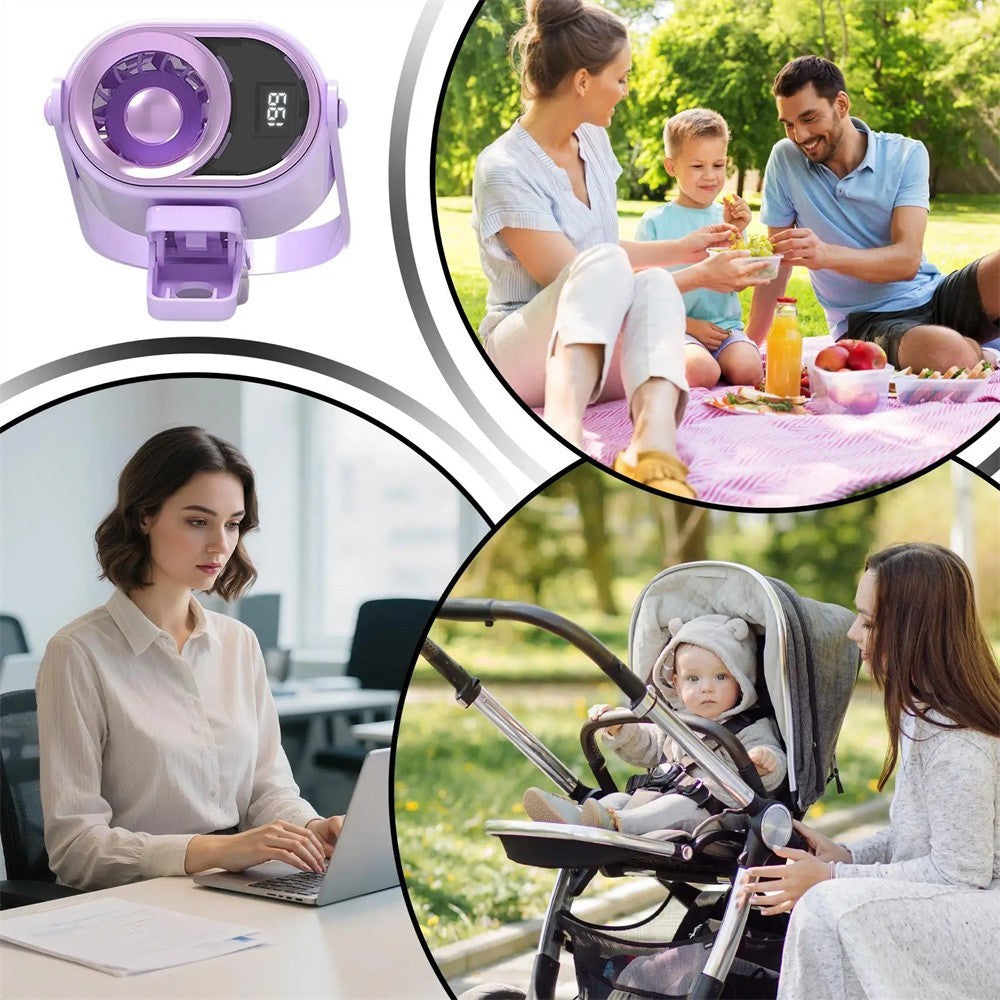 Smart LED Turbo Fan–Lightweight Portable,Real-Time Speed for Car, Office & Camp
