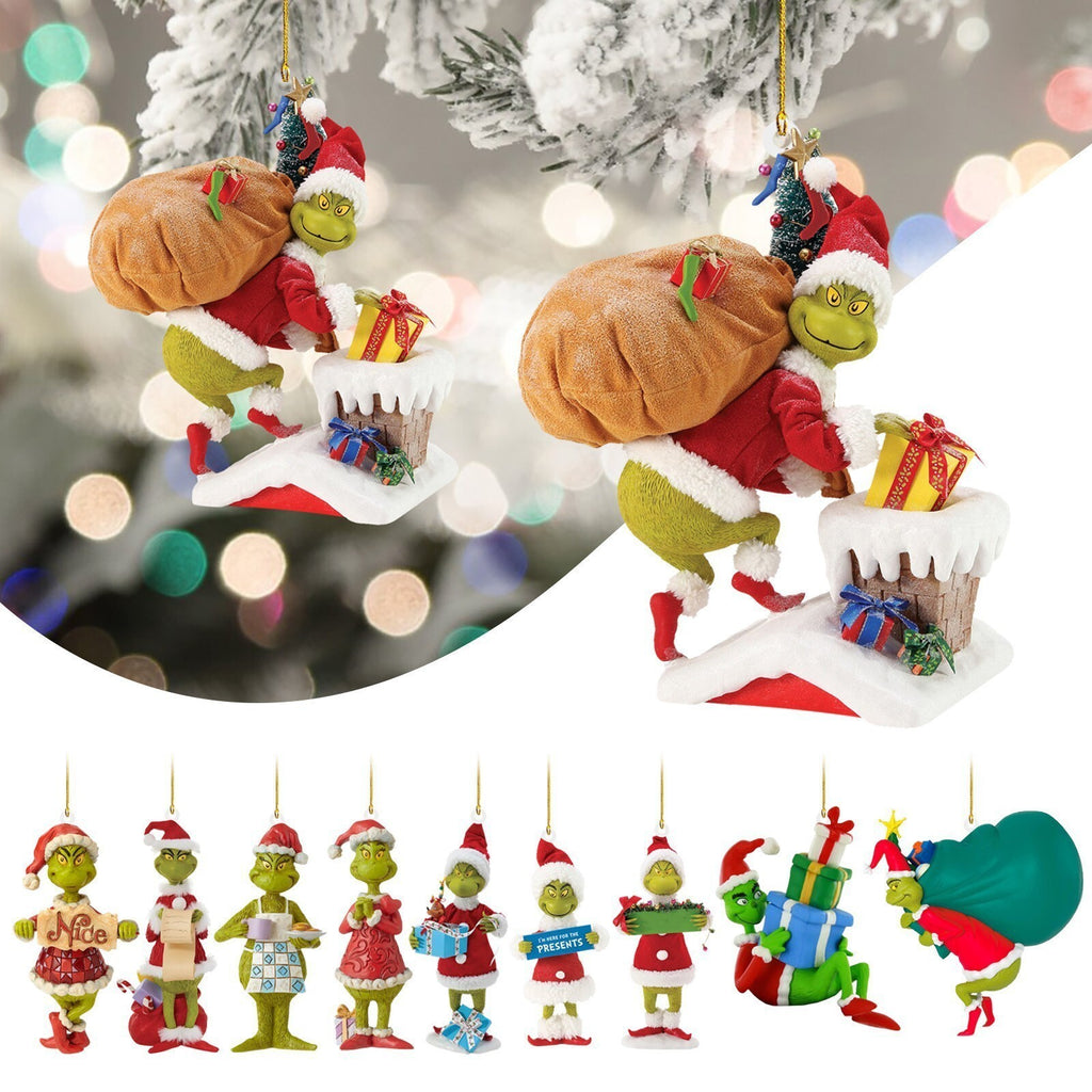 19X Merry Christmas Grinch Ornament Xmas Tree Hanging Figure Decoration Pendants