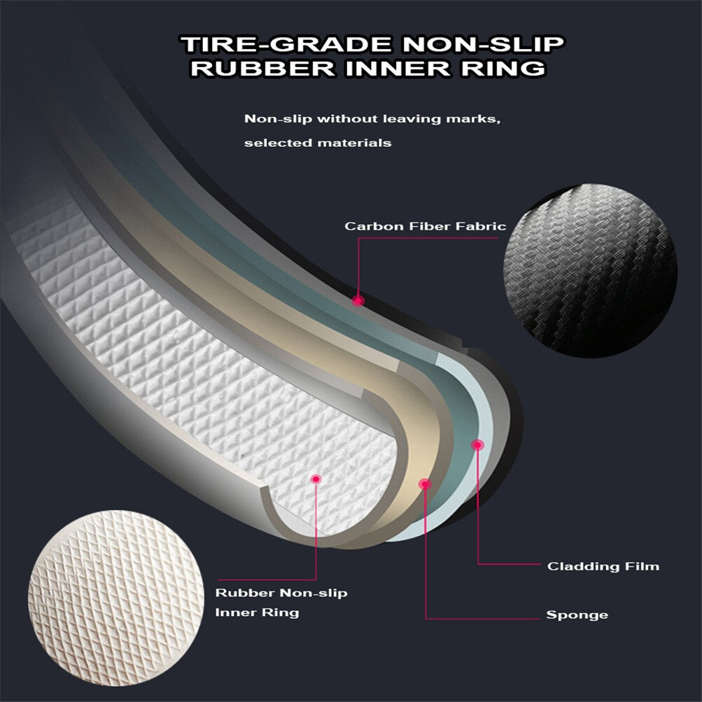 Car Steering Wheel Cover Carbon Fiber   Leather Non Slip 38cm 15'' Universal