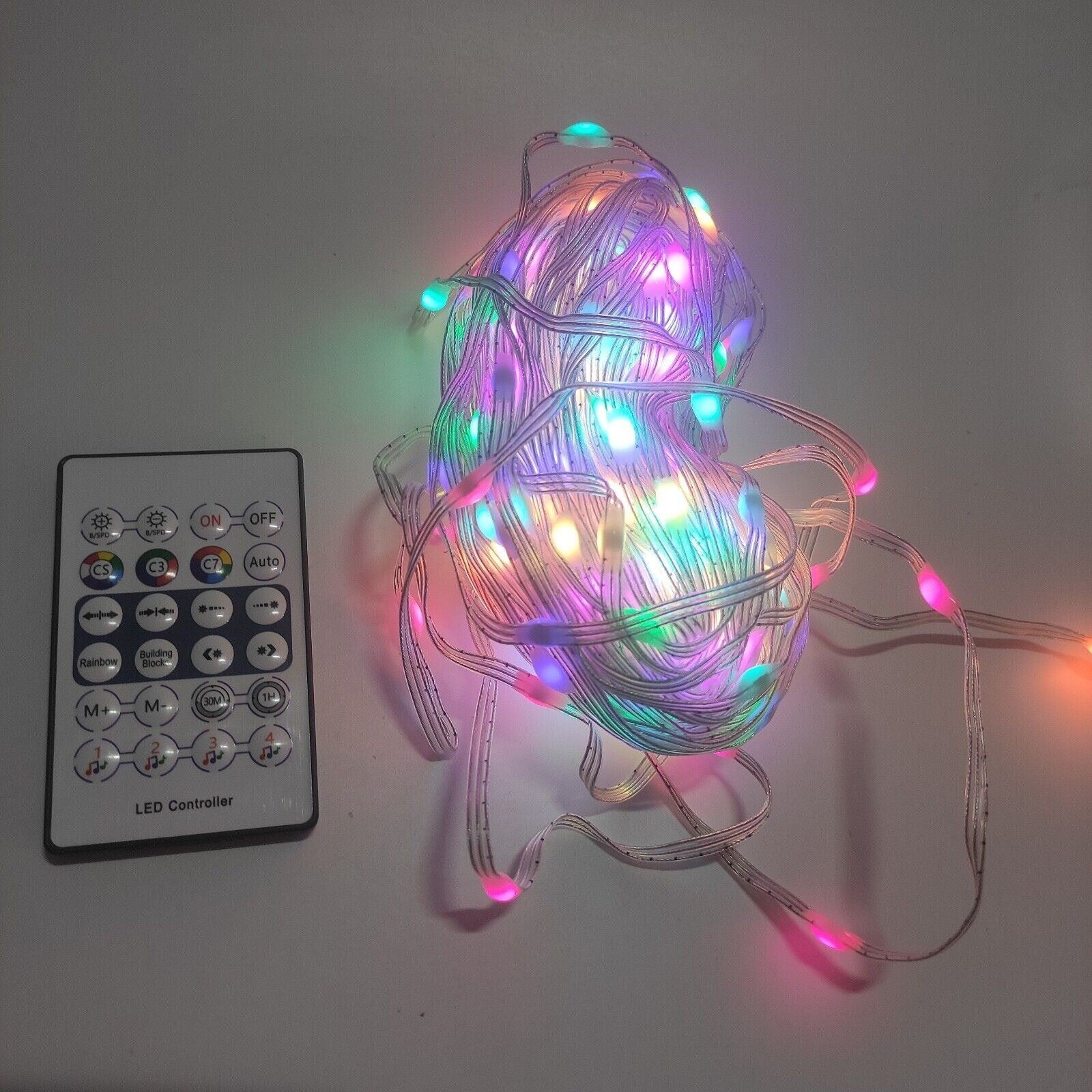 10M Led Flagpole Light String Bulbs USB, Remote or App or Voice Controlled .