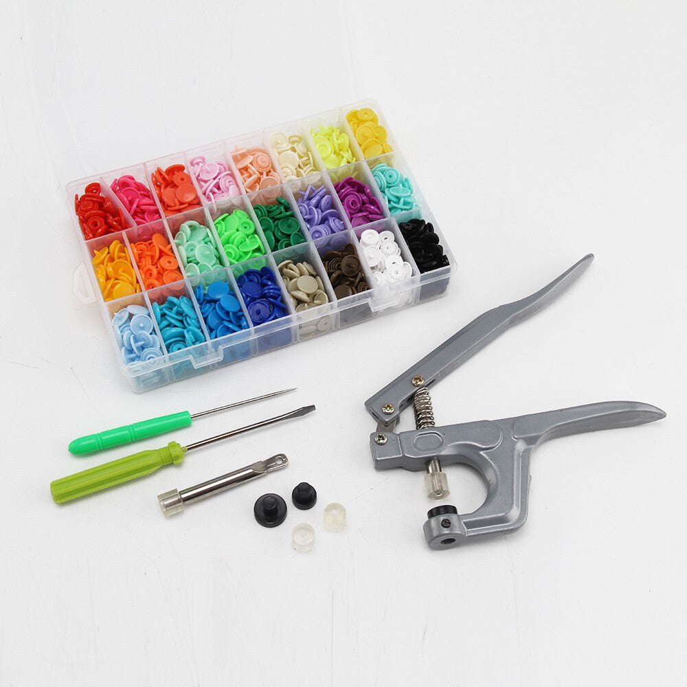 New 24 Colours 360 Sets T5 Plastics Snaps Fasteners KAM Snap Plier Kit