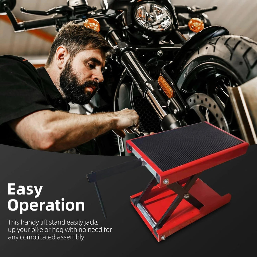 Motorcycle Workshop Scissor Jack – 500KG Duty Lift Bench Stand Motorbike Paddock