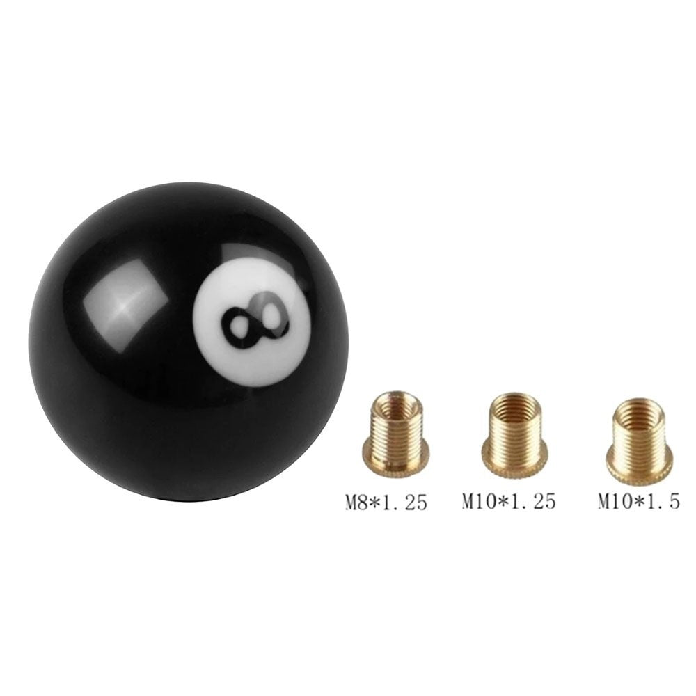 Universal Car 8 Pool Ball Gear Knob Shift Stick With Three Brass Inserts Black