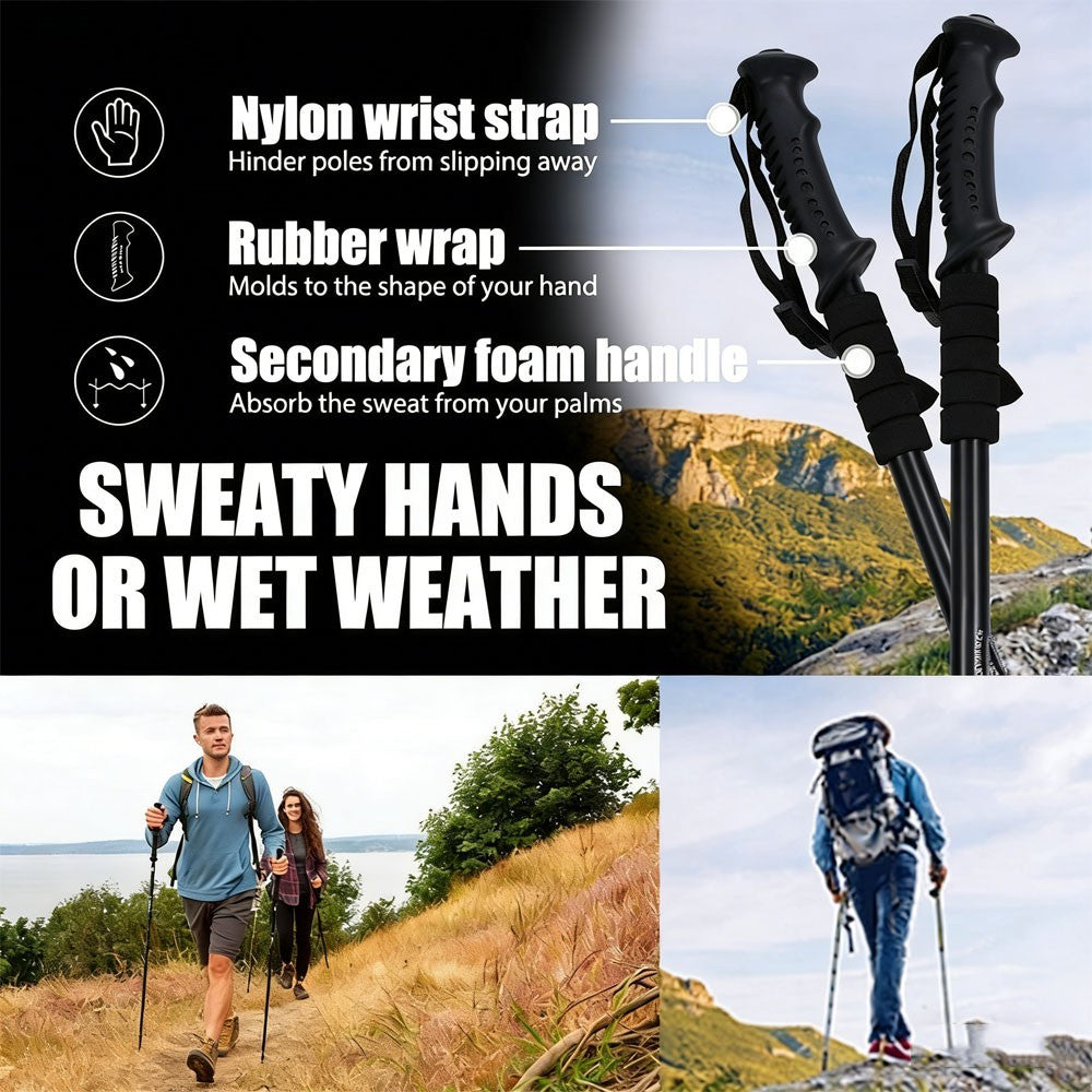 2Pcs 3-Section Telescopic Anti-shock Trekking Walking Poles Hiking Sticks NEW🎁