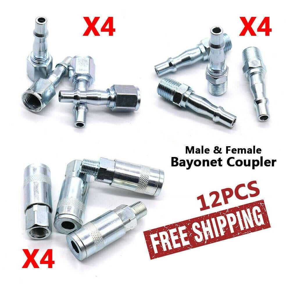 12PCS Air Line Fitting Connector for PCL Vertex Compressor 1/4 BSP Male Female