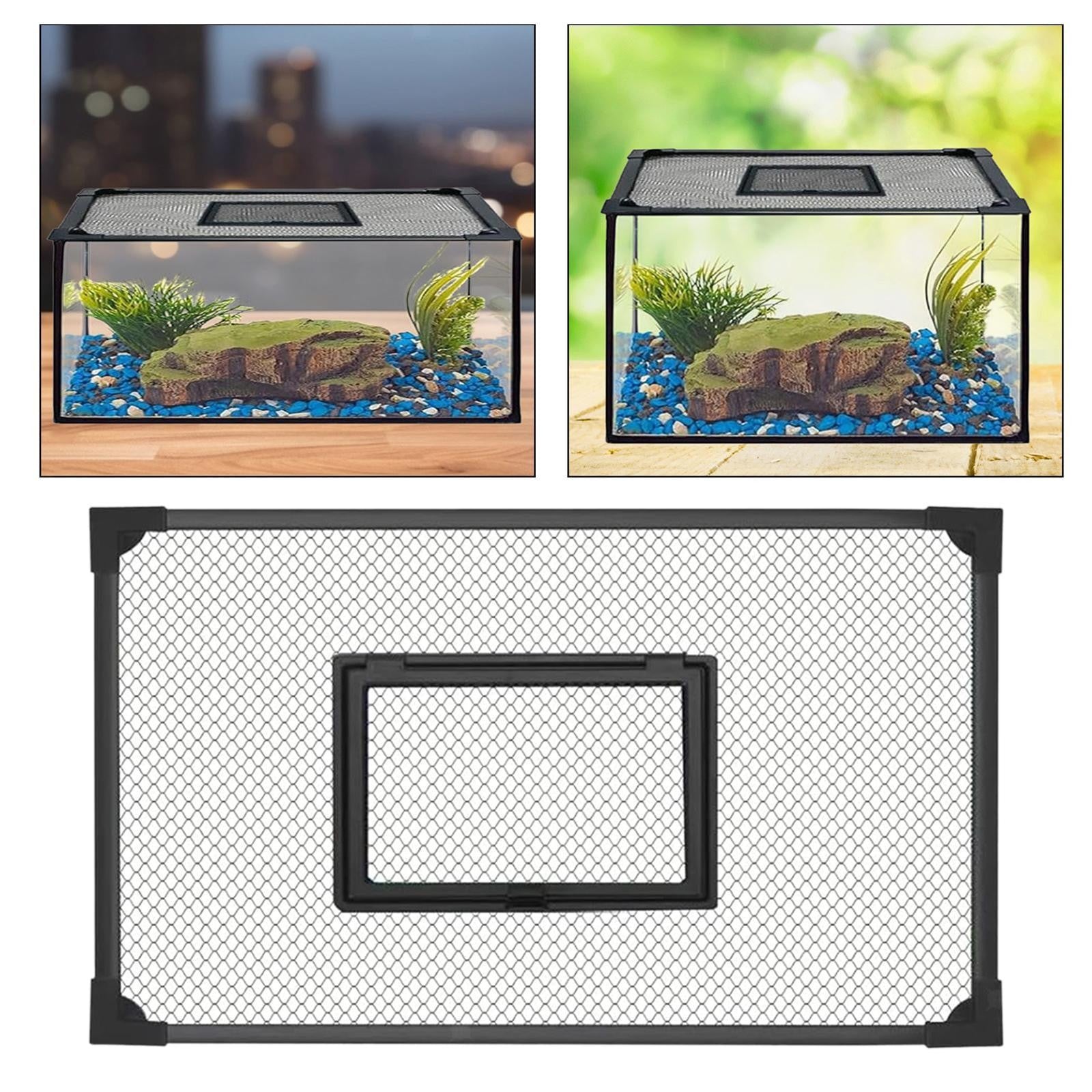 Fish Tank Lid Self Assembly Anti Jump Net Cover Magnetic Black Aquarium Hood