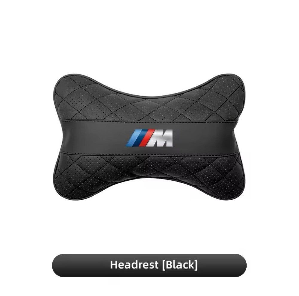 Car Seat Neck Headrest Pillow Support – PU Leather Travel Cushion  for B-M-W