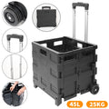 45L Folding Boot Cart Shopping Trolley Fold Up Storage Box Wheels Crate Foldable