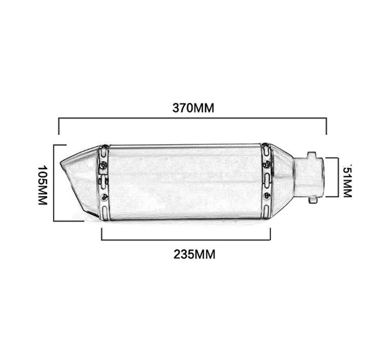 For 51mm Motorcycle 370mm Exhaust Tips Muffler Tail Pipe Silencer Universal Slip