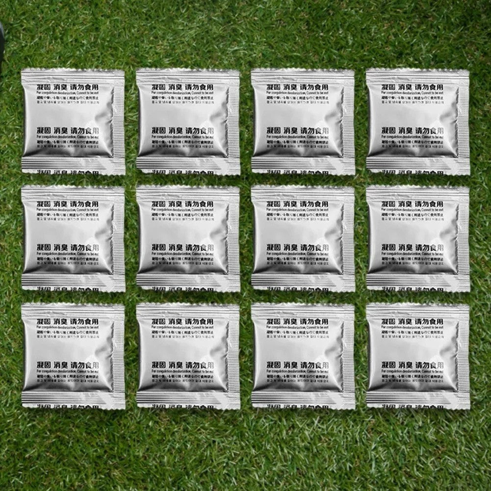 12pcs Poo Powder Camping Toilet Chemicals Eco Absorbent Gel Waste Deodorizing