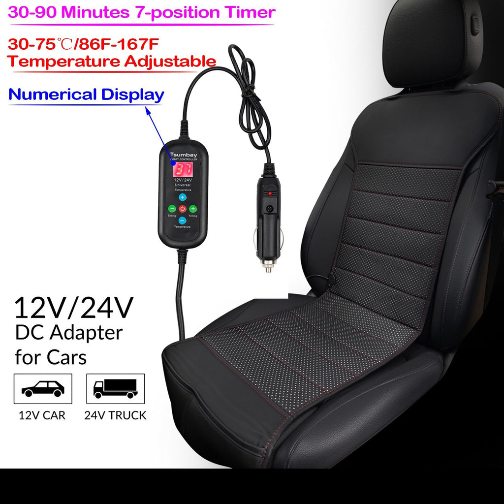 Universal 12V Car Seat Pad Cushion Cover Heating Heater Warm Heated Cold Winter