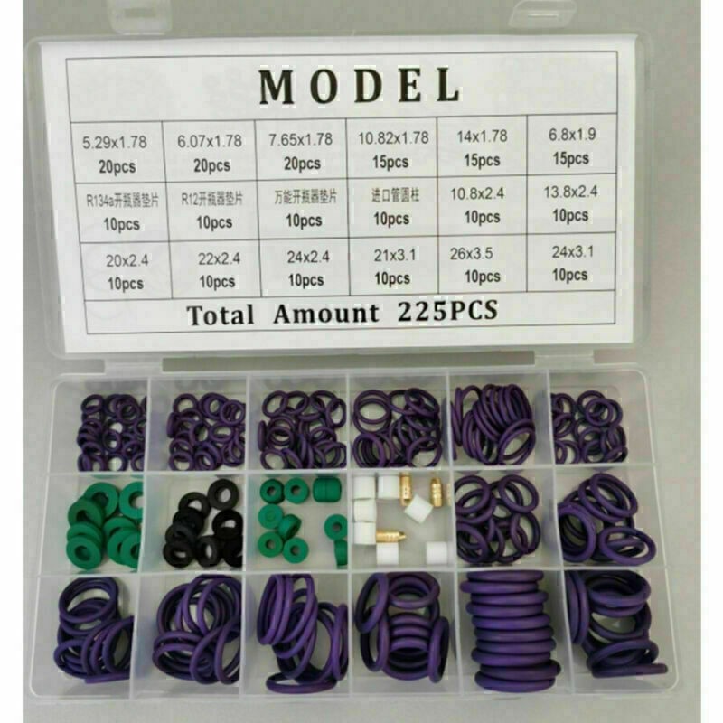 225 PIECE AIRCON AIR CONDITIONING O RING SEAL KIT RUBBER AIR CON NEW