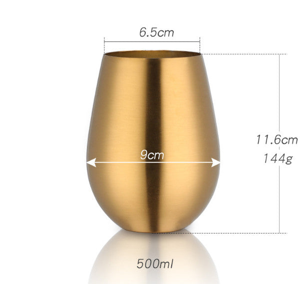 Wine Glasses Stainless Steel Wine Glass Round Titanium-Plated Colorful Cup