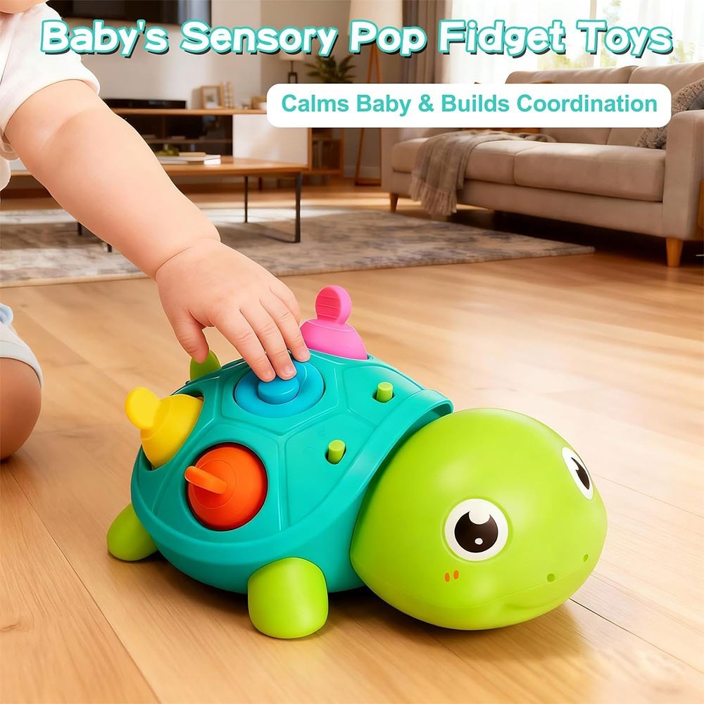 Musical Crawling Turtle Baby Toy for 6-12-18 Months, Light-Up Tummy Time Sensor